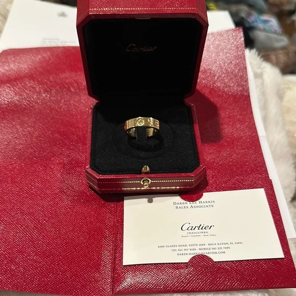 Cartier Gold Band with 3 Diamond Accents - Picture 1 of 5